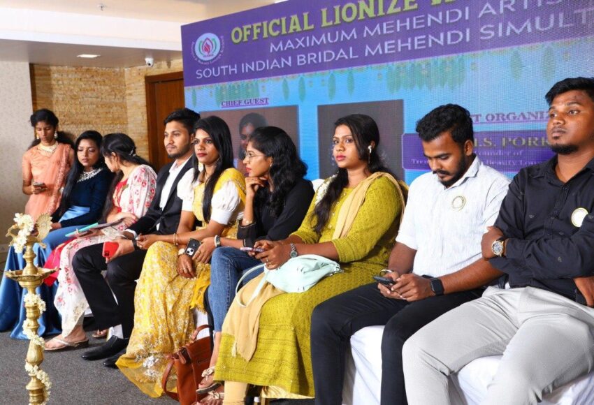 H.S. Porkodi Breaks Official World Record with 83 Mehendi Artists at Grand South Indian Bridal Mehendi Event