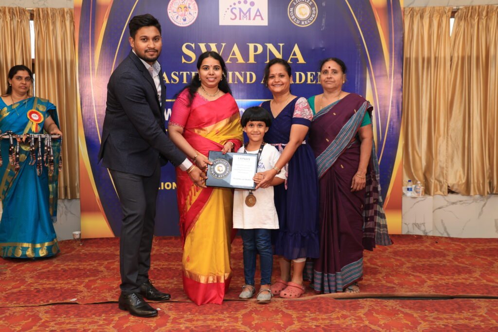 M. Sai Dhanshika Lionize World Records certificate for identifying and sorting 48 different colours while blindfolded in 1 minute and 30.03 seconds